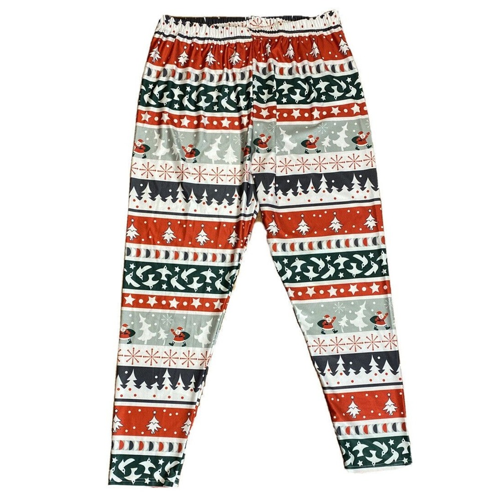 NWT Rosegal Christmas Print Legging SZ 16 Bird Tree Snow Santa‎ Red Green White